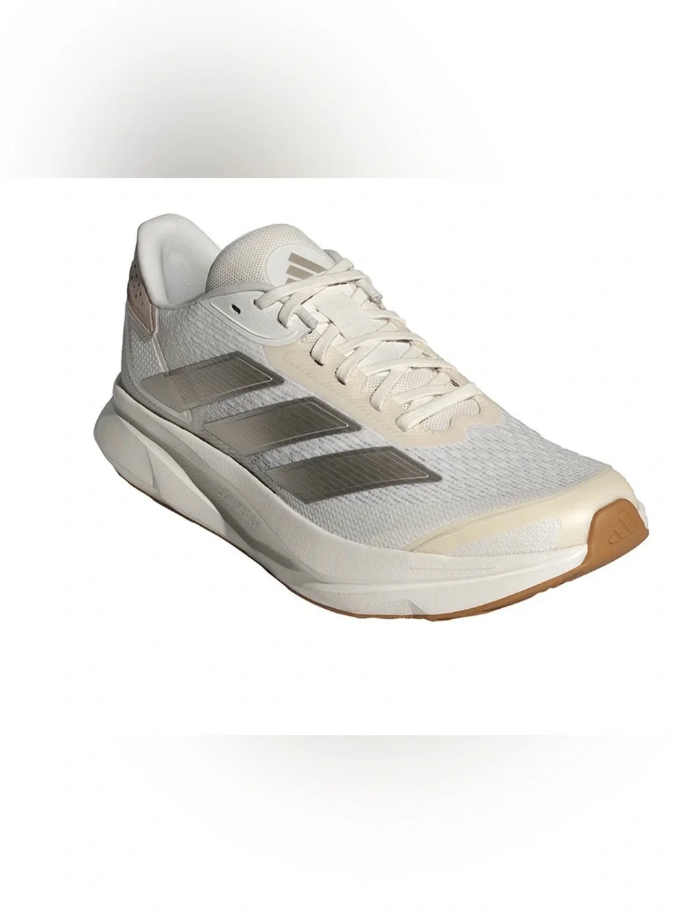 adidas women’s Duramo Sl 2 gold Sneakers in White and Beige with gray stripes